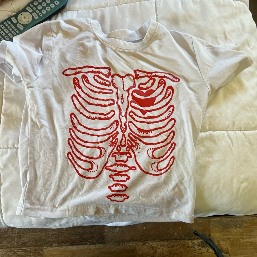 medium red skeleton outline shirt